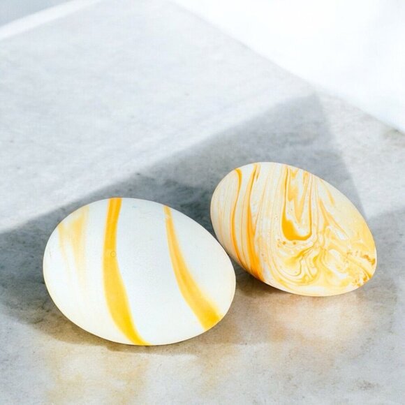 Vintage Nemadji Pottery Hand Made Ceramic Swirl Egg Shaped Figurine Set 2 USA - Picture 3 of 14